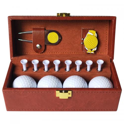 Juego de caja de cuero para golf, juego de pinzas para sombrero y tenedor verde para golf, juego de regalo