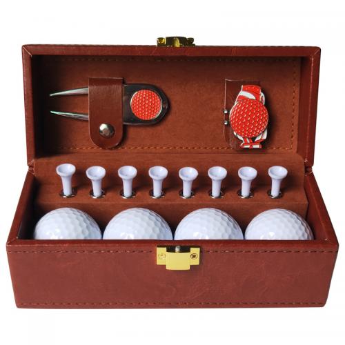 Juego de caja de cuero para golf, juego de pinzas para sombrero y tenedor verde para golf, juego de regalo